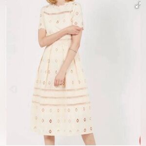 Maje Cream Patterned Midi Dress. New with tags  size S.